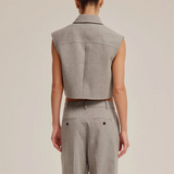 Wool Cropped Collared Vest