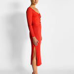 Melissa Knit Dress - Red Cut-Out Midi - Image 5