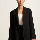 Relaxed Linen Blazer, Black