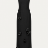 Embellished Wool Blend Bustier Maxi Dress