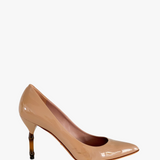 Patent Pumps With Bamboo Heel