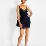 Lace Trimmed Knit Slip Dress