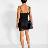 Lace Trimmed Knit Slip Dress