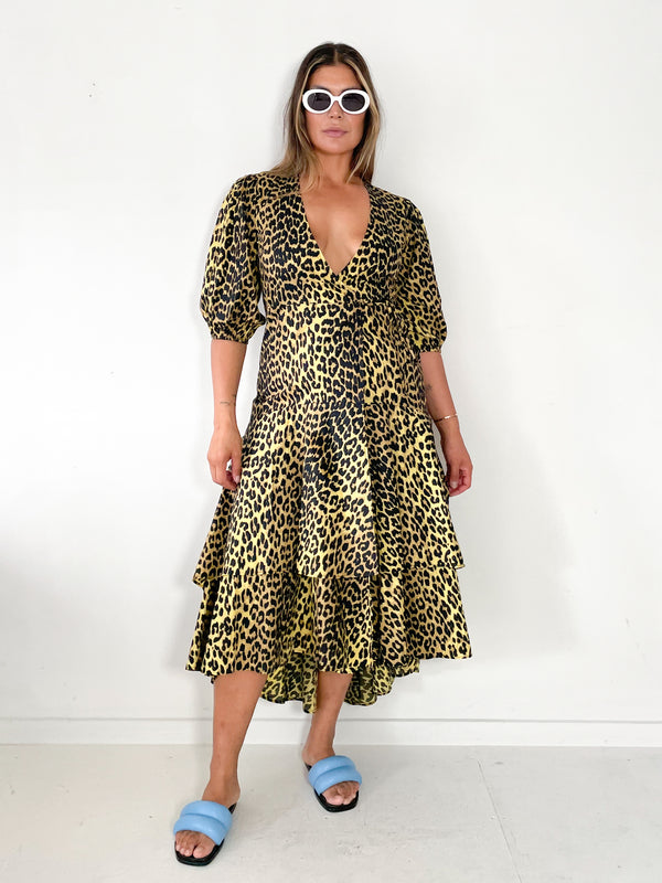 Leopard Cotton Poplin Maxi Dress