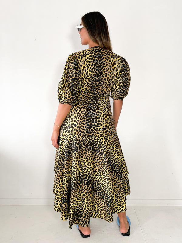 Leopard Cotton Poplin Maxi Dress