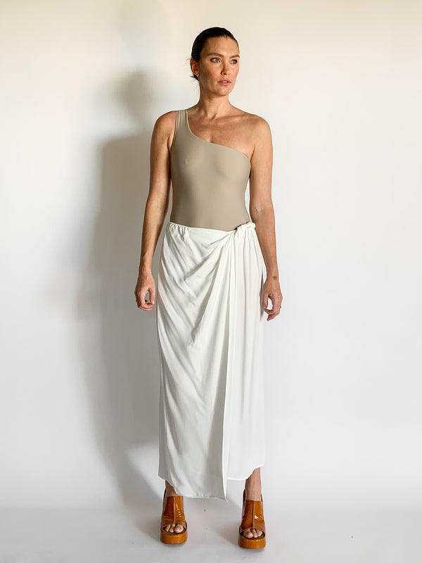 Natural Faille Wrapped Skirt