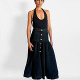Belmond Button Demin Tiered Midi Skirt