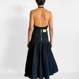 Belmond Button Demin Tiered Midi Skirt