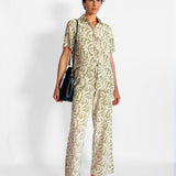Silk Short Sleeve Shirt & Drawstring Pant Set