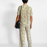 Silk Short Sleeve Shirt & Drawstring Pant Set