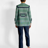 Double-breasted Prince of Wales checked tweed coat