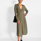 Crepe Knit Button Polo Dress