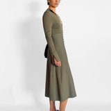 Crepe Knit Button Polo Dress