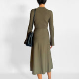 Crepe Knit Button Polo Dress
