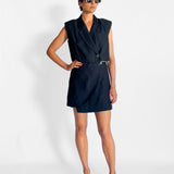 Wrap Mini Skirt & Cropped Sleeveless Blazer Set