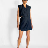 Wrap Mini Skirt & Cropped Sleeveless Blazer Set