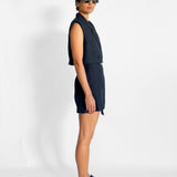 Wrap Mini Skirt & Cropped Sleeveless Blazer Set
