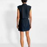 Wrap Mini Skirt & Cropped Sleeveless Blazer Set