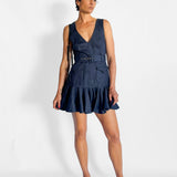 Glassy Safari Belted Fluted Mini Dress