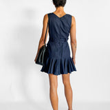 Glassy Safari Belted Fluted Mini Dress