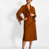 Wool Overshirt Coat with Fringing