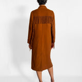 Wool Overshirt Coat with Fringing