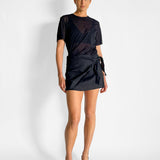 Linen Tie Mini Skirt