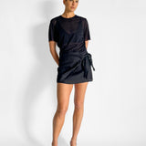 Linen Tie Mini Skirt