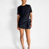 Linen Tie Mini Skirt