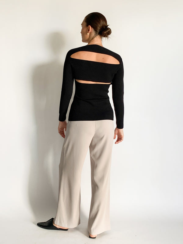 Crepe Top with Back Cutout