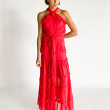 Lorinda Tiered Ruffle Halter Gown