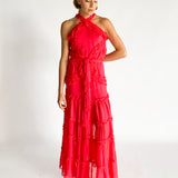 Lorinda Tiered Ruffle Halter Gown