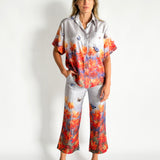 Floral Print Silk Shirt and Pant Set