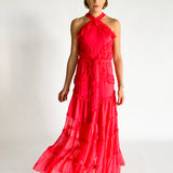 Lorinda Tiered Ruffle Halter Gown