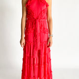 Lorinda Tiered Ruffle Halter Gown