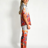 Floral Print Silk Shirt and Pant Set