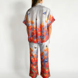 Floral Print Silk Shirt and Pant Set