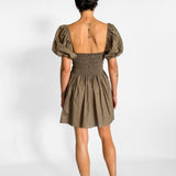 Shirred Peasant Mini Dress