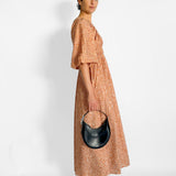 Shirred Plunge Button Dress