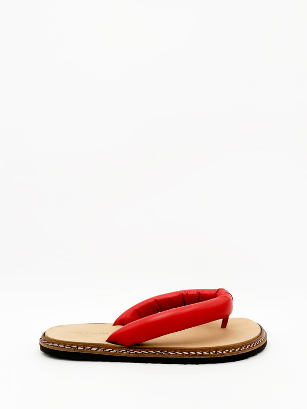 Padded Strap Leather Flip Flops