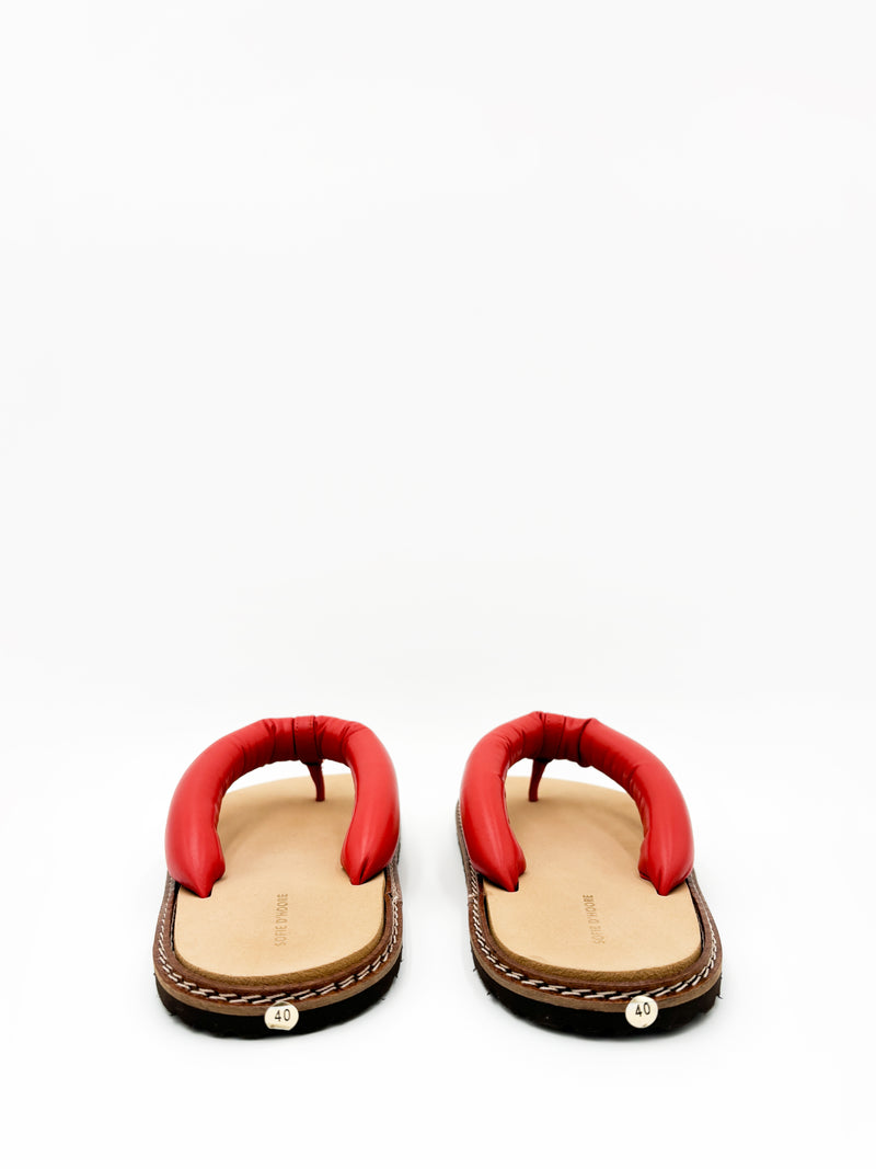 Padded Strap Leather Flip Flops