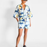 Boxy Collarless Shirt & Short Set