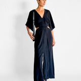 Linen V Neck Longerline Dress