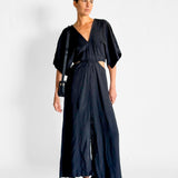 Linen V Neck Longerline Dress