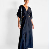 Linen V Neck Longerline Dress