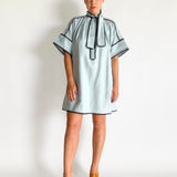 Contrast Trim Smock Dress