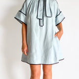 Contrast Trim Smock Dress