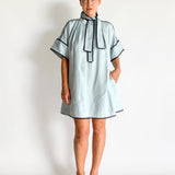 Contrast Trim Smock Dress