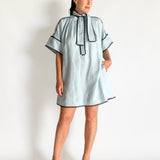 Contrast Trim Smock Dress