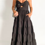 Cut Out Ruffled Maxi Dress